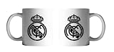 alojamiento y desayuno madrid centro Taza de desayuno de cerámica del Real Madrid, 300 ml, blanca con escudo negro, producto con licencia oficial (CyP Brands)