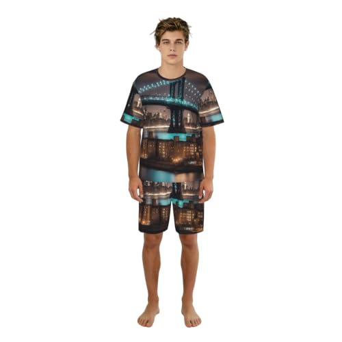 Pyjama court homme New York ensemble vêtements de nuit doux manches courtes