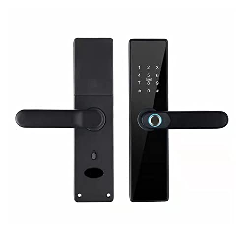 Serrure connectée, Serrure de porte biométrique à empreintes digitales K7 Pro + serrure intelligente noire Tuya App déverrouillage à distance serrure sans clé serrure de porte électronique,Construite