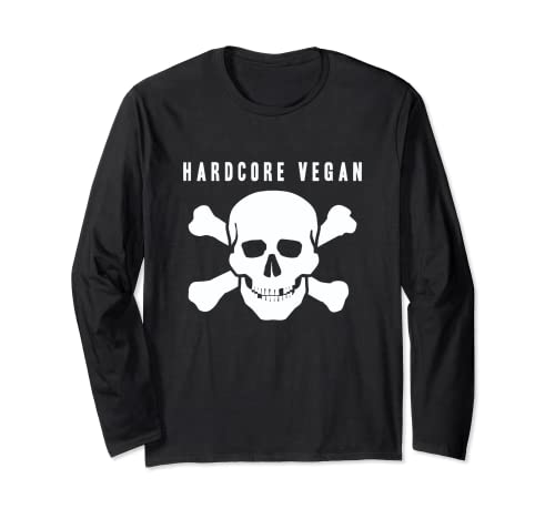 Hardcore Vegan / Vegetarian Skull Mashup y Meme Gear Manga Larga