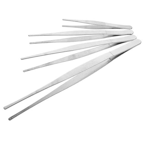 Happyyami 4pcs Stainless Steel Tweezers for Weeding Curved Tip Lashing Plant Garden Tool