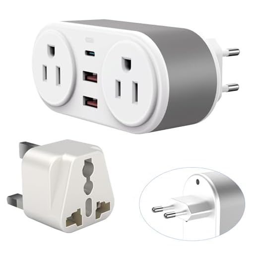 European Travel Plug Adapter for Europe & UK, PD 20W Fast Charger with 2 Outlets 3 USB Charging Ports, CHUAFIUR US to Europe Plug Adapter to UK EU Ireland Italy Israel Spain France Travel Essentials