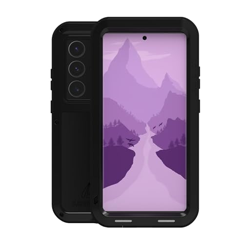 LOVE MEI Military Rugged Case for Samsung Galaxy S24Ultra, Without Tempered Glass Screen Protector, Shockproof Dustproof Scratch Proof Hybrid Metal and Silicone Gel Heavy Duty Full Body Cover Black