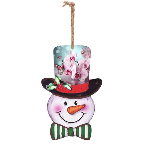 Panneau de Noël en bois rigide avec détails d'orchidée et fleur festive - 2