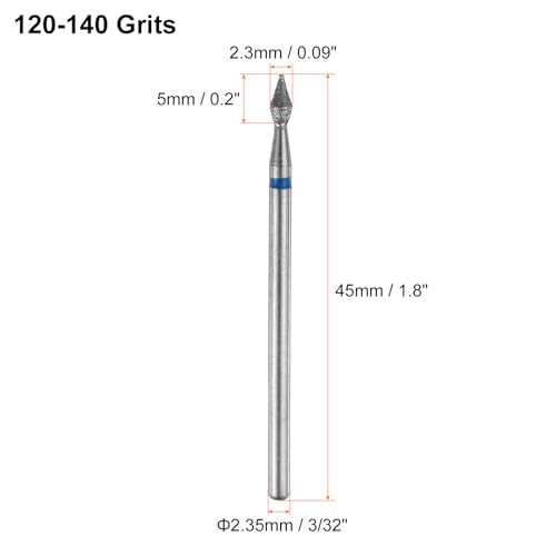 Set 7 Piezas Fresas Diamante 120-140 Grits 2.3mm Bullet-Head miniatura 2