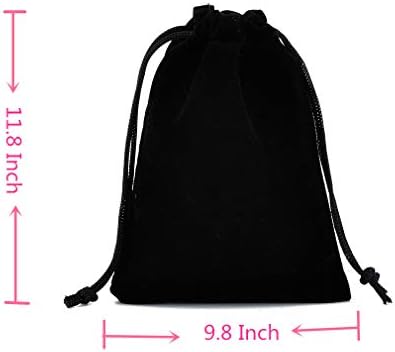 Colorsheng Set of 6 Velvet Premium Black Travel Carry Drawstring Headphones Pouch Jewelry Bag (9.8" X 11.8") image 5