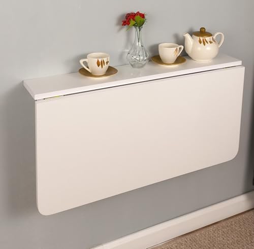 Table économiseur d'espace murale blanche : bureau d'étude rabattable et modulable