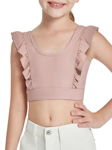 Girls Training Bra Cute Ruffle Sports Bra for Kids Comfort