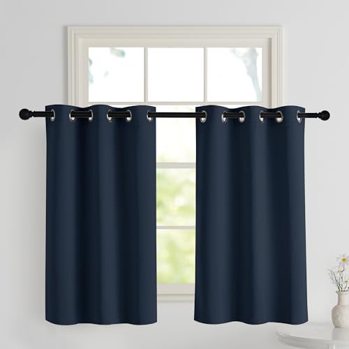 PONY DANCE Rideaux Court - Lot de 2 Rideaux Brise-Vue, Opaques avec Oeillets pour Décoration de Petites Fenêtres, Salle De Bains, Cuisine, Maison De...