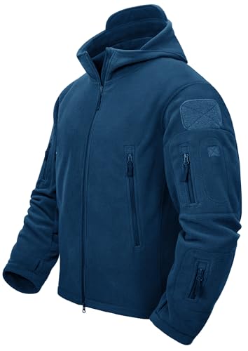 TACVASEN Men's Winter Fleece Jackets Mens Thermal Hoodies Casual Jacket for Men UK Sports Jackets Blue Green,XXL