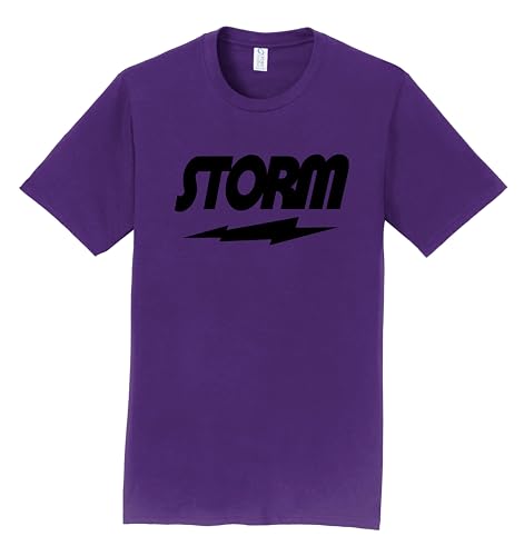 Logo Infusion Purple T-Shirt 100% Cotton - Storm Bowling - Black Storm Logo - Design 00BC (L)