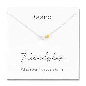 Boma Jewelry Sentiments Collection Friendship Sterling Silver Two Hearts with 14kt Gold Vermiel Necklace, 18 Inches