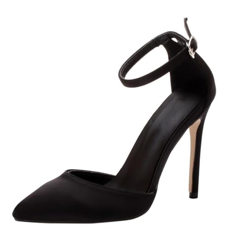 Chaussures à talons hauts en cuir synthétique noir de qualité supérieure