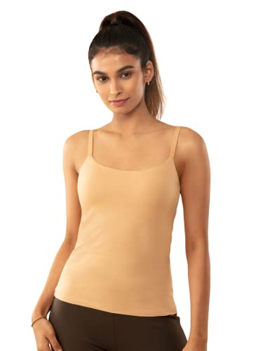Image of NYKD Cotton Everyday Bramisole for Women - Camisole with in-Built Bra, Padded & Moulded Cups, Adjustable Straps - NYC003
