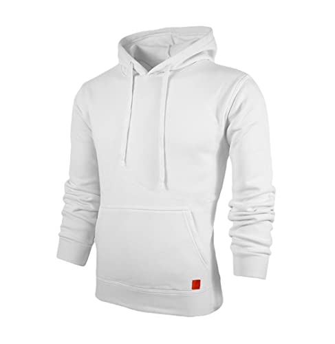 Sweat à capuche homme en blanc épuré, coupe d'automne soignée taille M casual