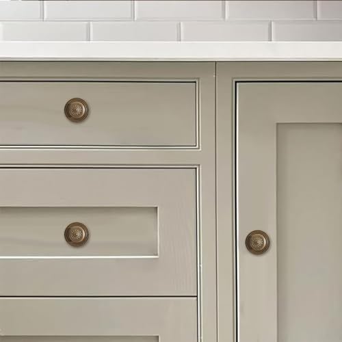 khtumeware 10 Pack 2.5 Inch Antique Brass Cabinet knobs with Backplate,Vintage Backplate for Drawer knobs, Bi-Fold Door Knobs