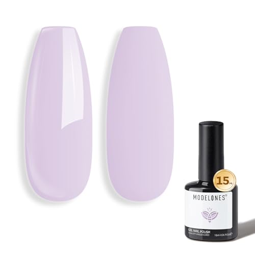 Image of modelones Light Purple Gel Nail Polish Lilac Purple Gel Polish Lavender Pastel Nail Polish Soak Off U V LED Macaron Nail Manicure 15 ML