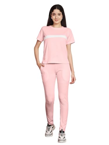 Image of DTR FASHION Polyester Blend Front Taped Tracksuit | Night Wear Suit For Women