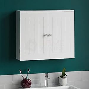 Bath Vida Wandrek met dubbele deur voor badkamer, wit, 15 x 60 x 50 cm