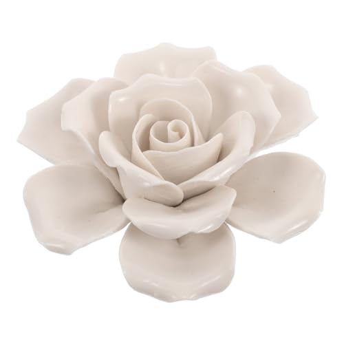 Healifty Decoración Pared Flor Cerámica Hecha Mano Escultura Rosa Porcelana Elegante Para Salón Dormitorio Arte Mural Boho Moderno Para Hogar Adorno Floral Versátil y Original