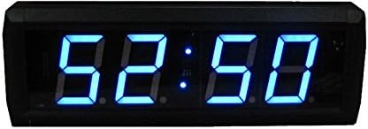 AZOOU 2.3" 4 Digits LED Clock with Countdown/Up Timer in Minutes Seconds, Blue Color, Aluminum Case, Wall Mount Brackets