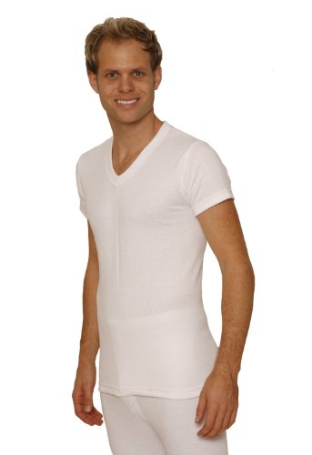 Octave Mens Thermal Underwear SS V-Neck T-Shirt/Vest/Top [White, Large]