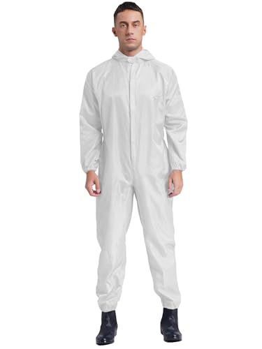 Aislor Salopette Peinture Homme Combinaison de Travail Antistatique Anti-poussière Combinaison Complet Body Full Protection Techinicien Jumpsuit Overalls Blanc 3XL