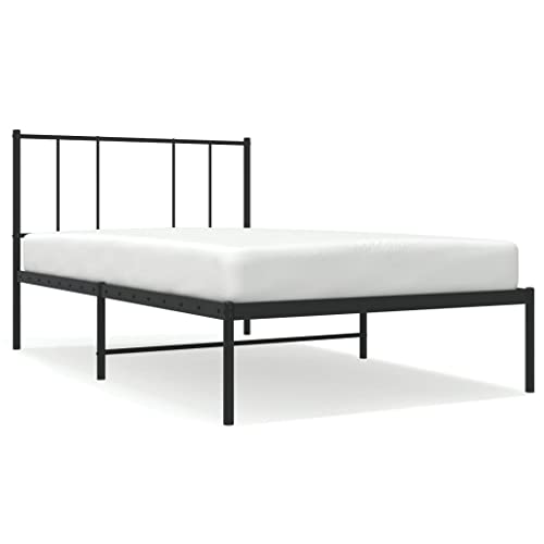 Mobili Bettgestell mit Kopfteil aus Metall, Schwarz, 75 x 190 cm, Bettrahmen, Rahmen, Rahmen, modernes Bett, Struktur für Wohnzimmer, Schlafzimmer – Bild 3