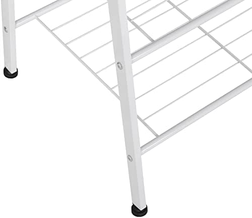 eSituro Clothes Rail Heavy Duty Metal Coat Rack White Freestanding Garment Rack Hanging Rail for Clothes with Shelves Home Office Indoor SGR0123-UK