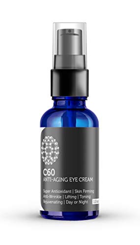 PureC60OliveOil.com C60 Anti-Aging Eye Cream 30ml with Matrixyl 3000, Tripeptide-5, Hydrating Botanical Hyaluronic Acid and Vitamin C for Men & Women Made with Organic Ingredients