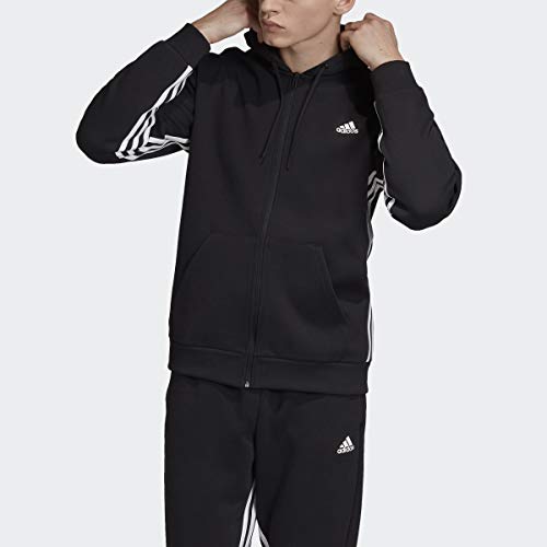 adidas Men s Must Haves 3-Stripes Full-Zip Hoodie Black White Large