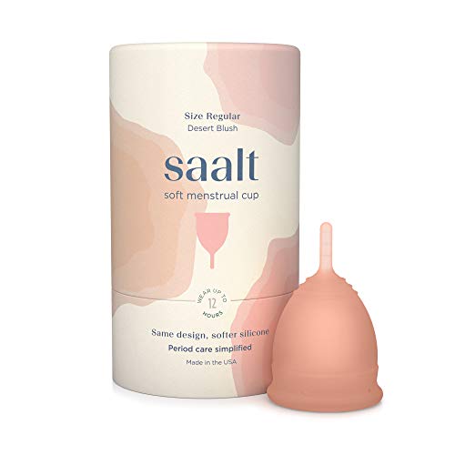 Saalt Soft Menstrual Cup - Super Soft and Flexible - Best Sensitive Cup - Wear for 12 Hours - Made in USA (Desert Blush, Regular)