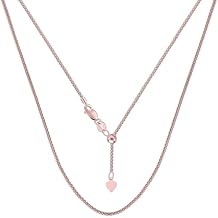 شئون المجوهرات 14k Rose Solid Real Gold قابل للتعديل قلادة سلسلة الفشار ، 1.3 مم ، 22"