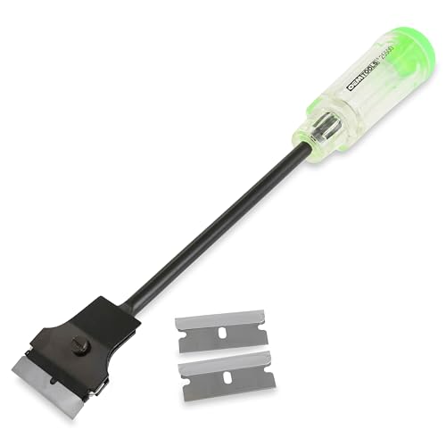 OEMTOOLS 25500 Razor Blade Scraper Tool With Extended Sure-Grip Handle, Glass, Paint, Sticker Scraper And Electric Stove Top Cleaner Tool, 11.5