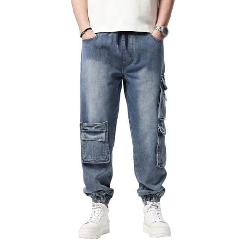 XYGJZ Men's Baggy Jeans Hip Hop Jeans Streetwear Loose Fit Straight Leg Cargo Denim Pants