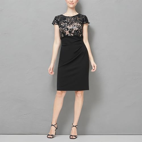 Image of Alex Evenings Women's Short Embroidered Cocktail Dress, Wedding Guest (Petite and Regular Sizes)