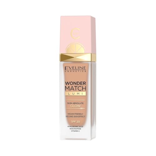 Eveline Cosmetics Wonder Match - Base de maquillaje líquida con ácido hialurónico, niacinamida y vitamina C