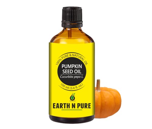 Image of Earth N Pure Pumpkin Seed Oil - 100% Pure & Natural for Scalp, Hair, Skin & Beard - Cold-Pressed, Multi-Use Carrier Oil | 100ml