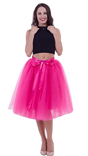 FOLOBE Falda de tutú de Las Mujeres Midi Tulle Faldas 7 Capas...