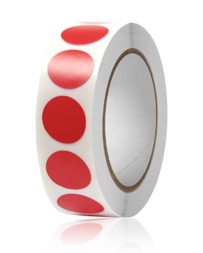 FUGLUS Pegatinas redondas de 13 mm, rojas, autoadhesivas, pequeñas etiquetas adhesivas con códigos de colores, resistentes a la intemperie, 1000 unidades