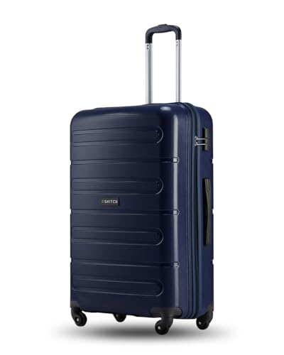 Image of SNITCH Loop Large Size Blue Polypropylene Hard Travel Suitcase - Large Trolley Bags & Luggage with 4 Wheels, Secure Lock & Free Shoe Bag