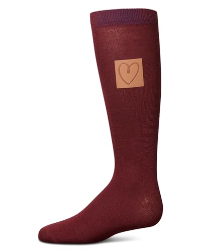 MeMoi Girl's Cork Heart Patch Tab Knee High Socks3