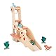 Janod - Diplodocus-Parkhaus für Kinder - 4 Dinos zum Schieben, 2 Kakteen - Fördert Feinmotorik - Spielzeug aus FSC-Holz - Ab 24 Monate, J05835