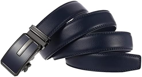 Anopo Herenriem Echt Leer Ratelriem Automatische Legering Gesp Jeansbroekriem voor Casual en Zakelijk Kleding Verstelbare Zoom om te Passen, Blauw, 115CM