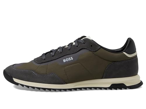 Image of BOSS Men's Zayn Low Profile Suede Leather Two Tone Sneaker