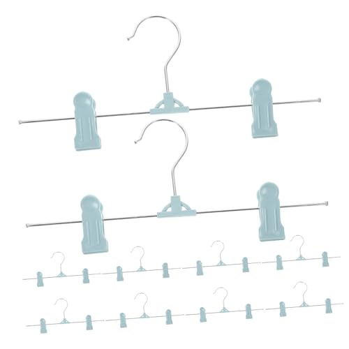 Happyyami 10pcs Adjustable Non Slip Plastic Clips Hangers for Clothes Space Saving Trouser Hangers for Organizing Pants Skirts Shorts and More Household