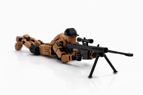 Image of Military Soldier Dummy 13 Robot Action Figure with Weapons, Brown and Black, 5.25 Inch, Articulated Joints, Plastic, Modern Robot Theme