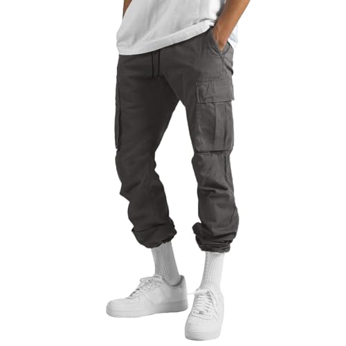 Hiking Cargo Pants Men Straight Leg Loose Casual Lightweight Elastic Waist Athletic Work Pant Streetwear with Pockets2