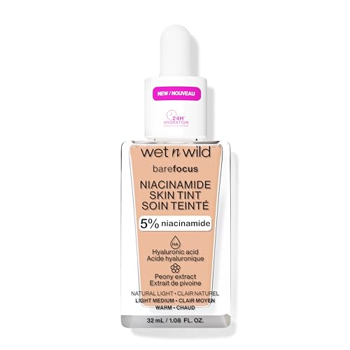 Image of wet n wild Bare Focus Skin Tint, 5% Niacinamide Enriched, Buildable Sheer Lightweight Coverage, Natural Radiant Finish, Hyaluronic & Vitamin Hydration Boost, Cruelty-Free & Vegan - Light