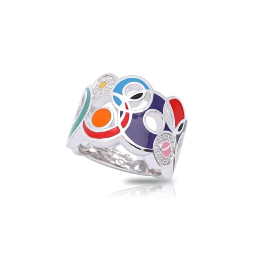 Bague cercle multicolore Belle Étoile en argent massif et émail artistique